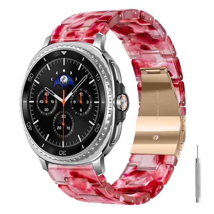 For Galaxy Watch8 / Watch8 Classic Butterfly Clasp Three Beads Resin Watch Band with Removal Tool