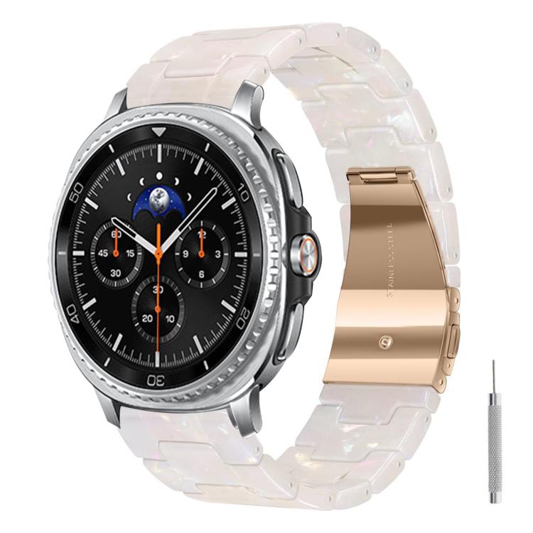 For Galaxy Watch8 / Watch8 Classic Butterfly Clasp Three Beads Resin Watch Band with Removal Tool