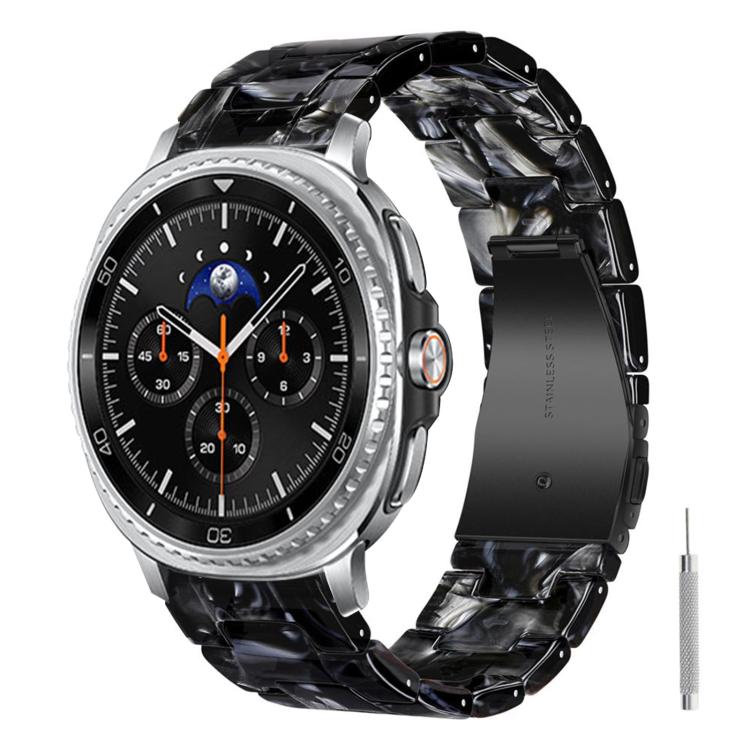 For Galaxy Watch8 / Watch8 Classic Butterfly Clasp Three Beads Resin Watch Band with Removal Tool