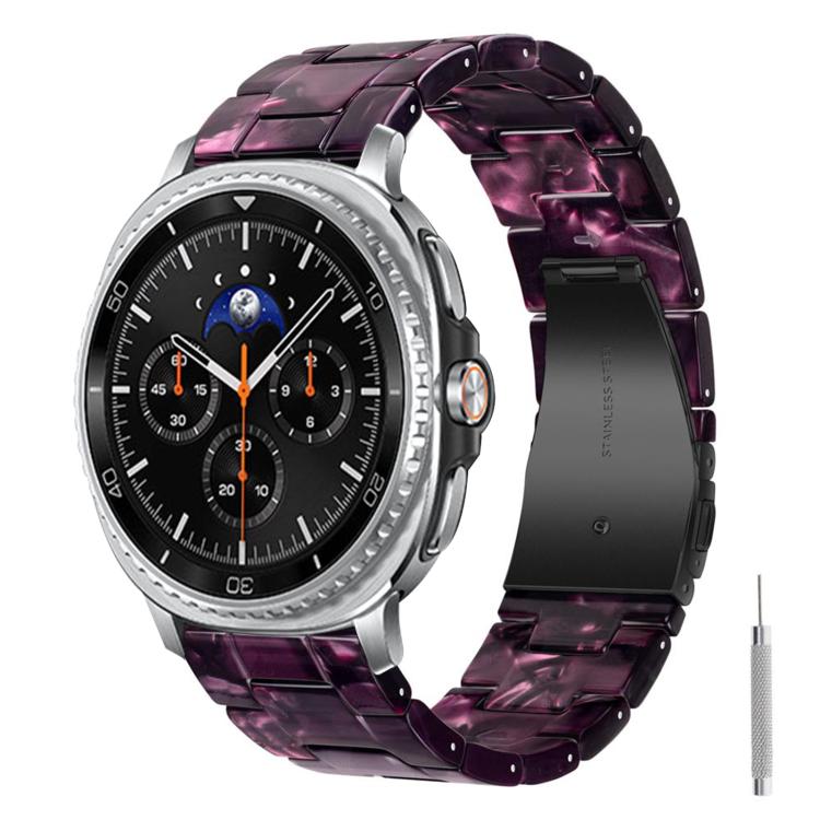 For Galaxy Watch8 / Watch8 Classic Butterfly Clasp Three Beads Resin Watch Band with Removal Tool