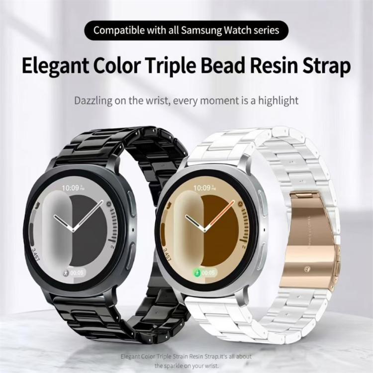 For Galaxy Watch8 / Watch8 Classic Butterfly Clasp Three Beads Resin Watch Band with Removal Tool