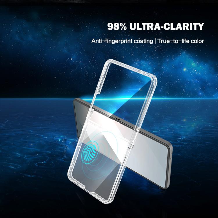 For Galaxy Z  Flip 8 5G LeReach TOC Clear Series Composite Armor TPU Acrylic Hybrid Shockproof Phone Case - Transparent