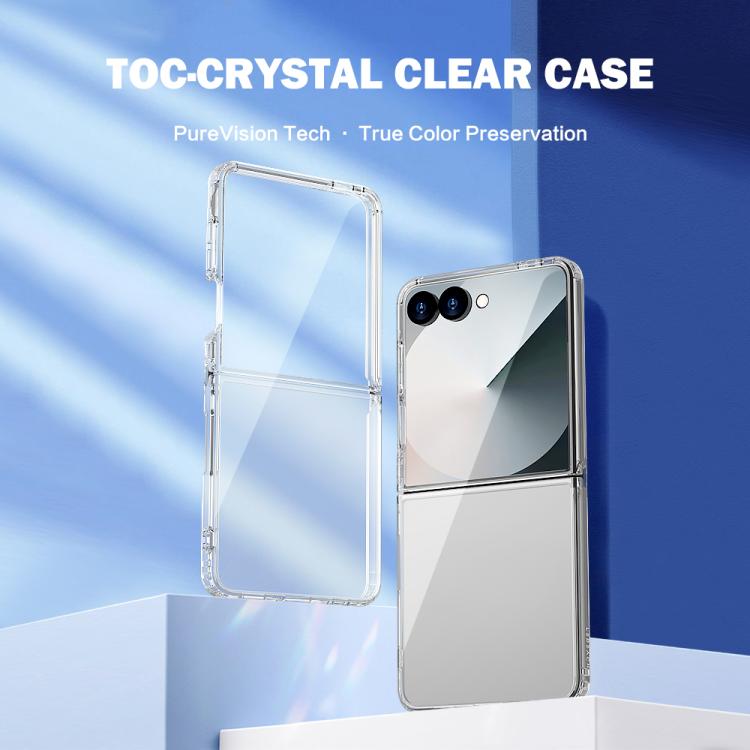 For Galaxy Z  Flip 8 5G LeReach TOC Clear Series Composite Armor TPU Acrylic Hybrid Shockproof Phone Case - Transparent