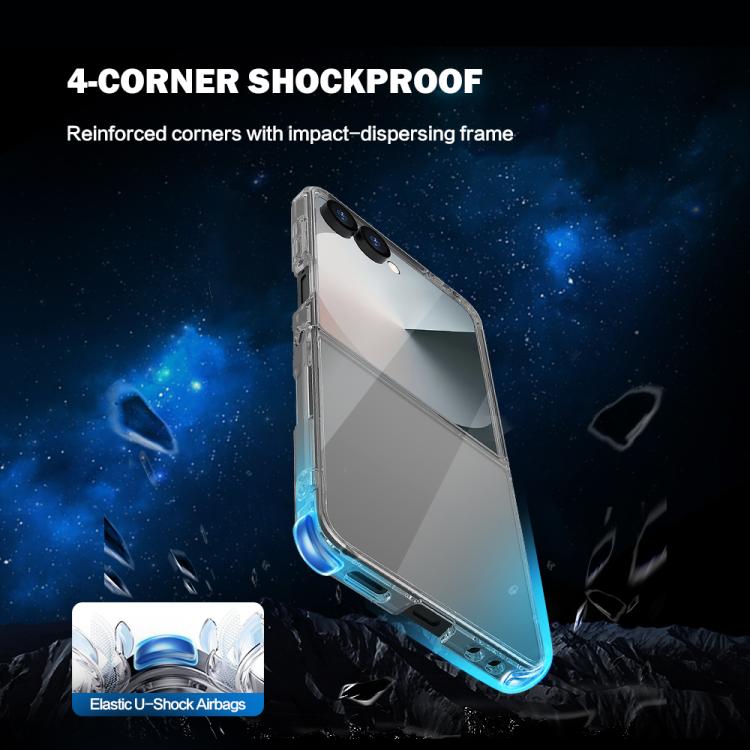For Galaxy Z  Flip 8 5G LeReach TOC Clear Series Composite Armor TPU Acrylic Hybrid Shockproof Phone Case - Transparent