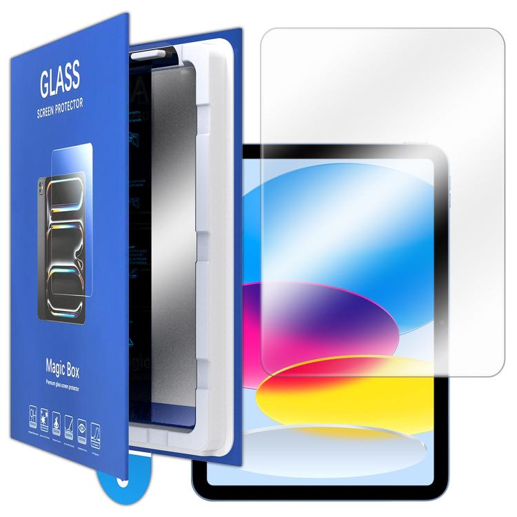 For iPad 2026 / 2025 / 2022 Book Box Style Easy Install Dust-proof Box HD Tempered Glass Tablet Film