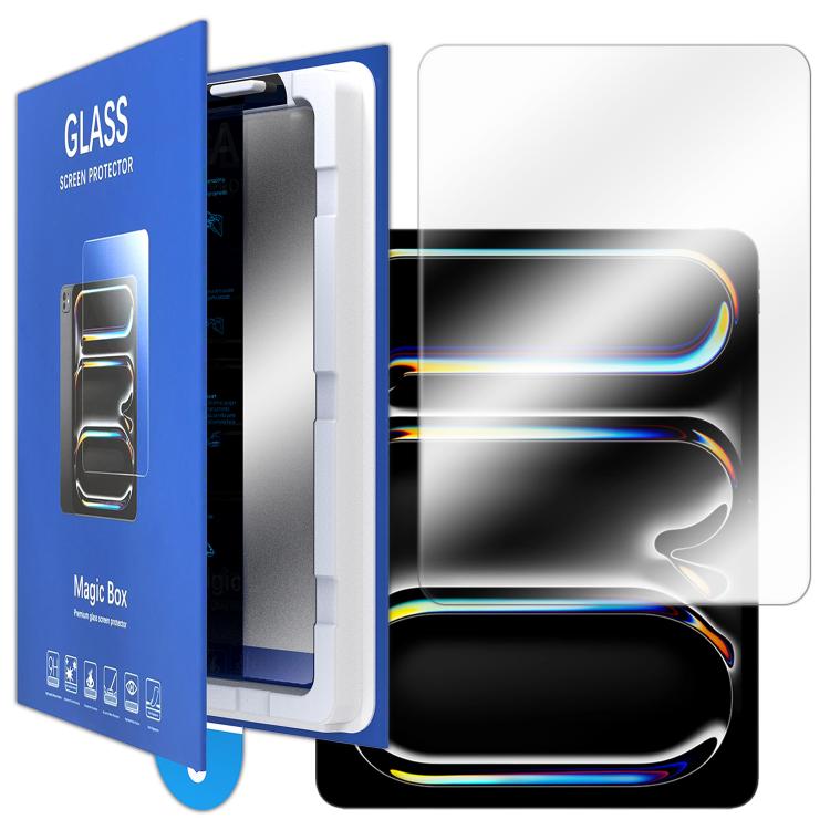 For iPad Pro 13 2025 / 2024 Book Box Style Easy Install Dust-proof Box HD Tempered Glass Tablet Film