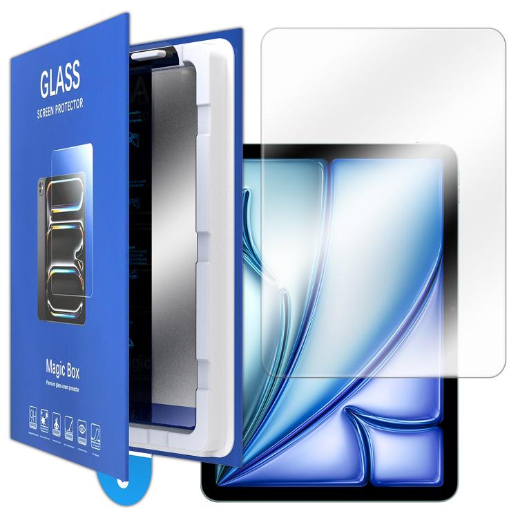 For iPad Air 13 2025 / 2024 Book Box Style Easy Install Dust-proof Box HD Tempered Glass Tablet Film