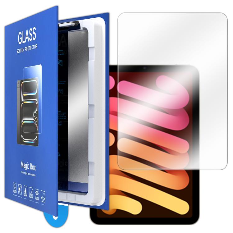 For iPad mini 2024 / mini 6 Book Box Style Easy Install Dust-proof Box HD Tempered Glass Tablet Film