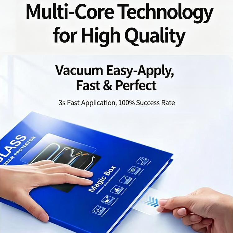 For iPad Air 2 / Air 1 Book Box Style Easy Install Dust-proof Box HD Tempered Glass Tablet Film