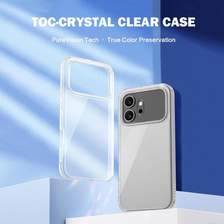 For Honor 600 Global LeReach TOC Clear Series Composite Armor TPU Acrylic Hybrid Shockproof Phone Case - Transparent