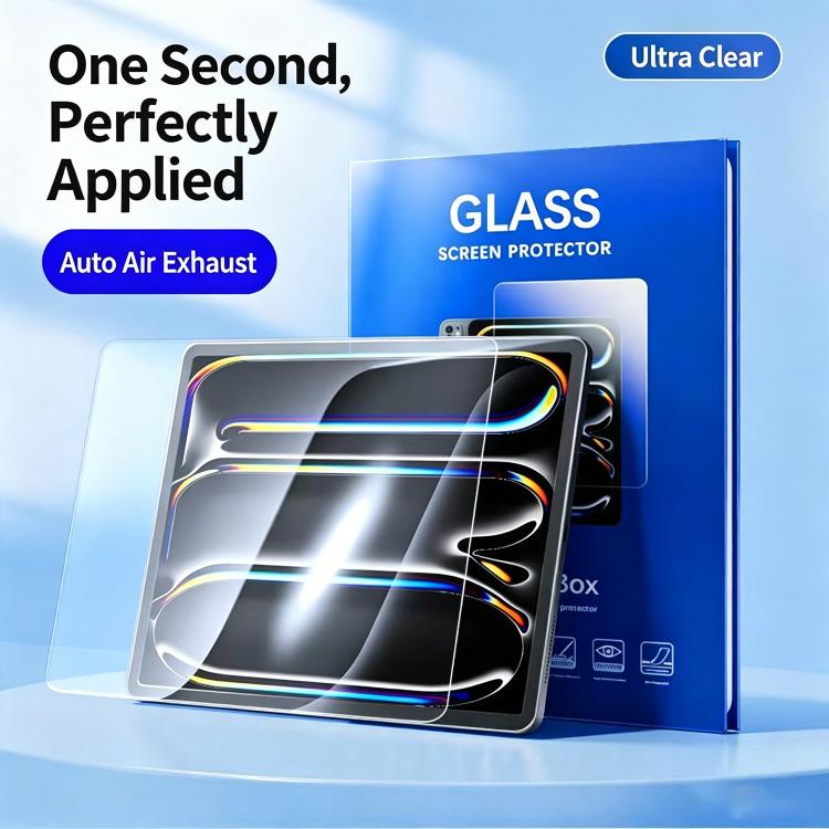 For iPad Pro 12.9 2022 / 2021 2pcs Book Box Style Easy Install Dust-proof Box Tempered Glass Tablet Film