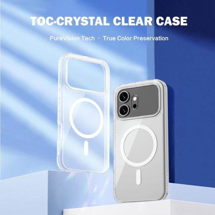 For Honor 600 Global LeReach TOC Clear Series Dual-Composite Armor TPU + Acrylic Shockproof Magnetic Phone Case - Transparent