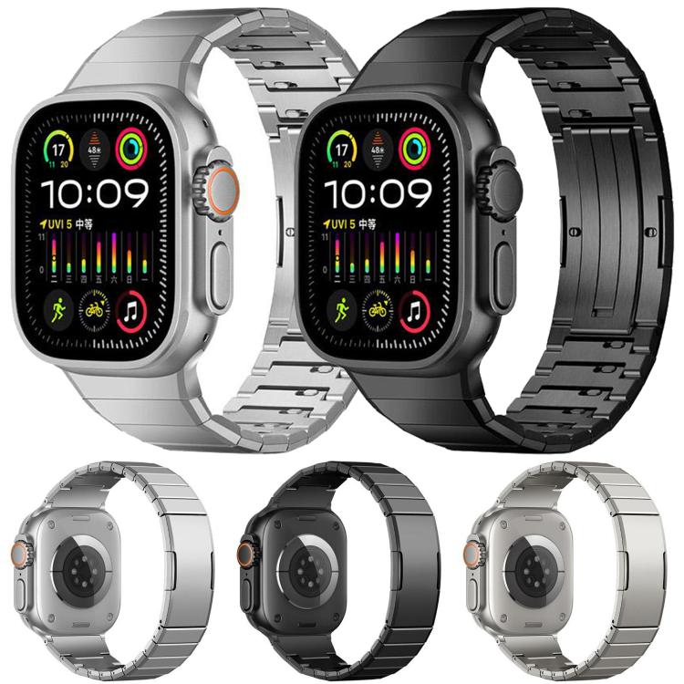 For Apple Watch 42 / 44 / 45 / 46 / 49mm One Bead Butterfly Clasp Adjustable Link Stainless Steel Watch Band
