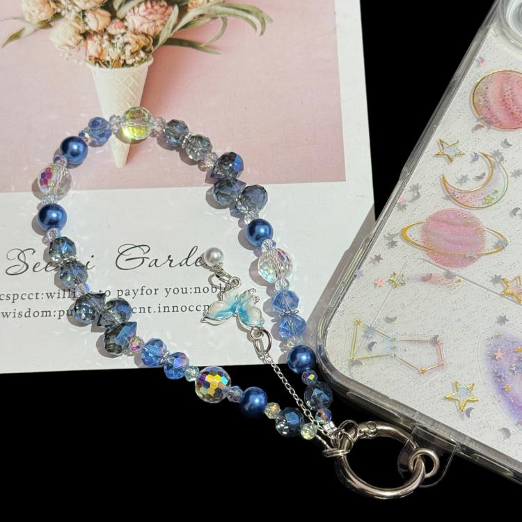 Dancing Butterfly Iridescent Crystal Phone Charm