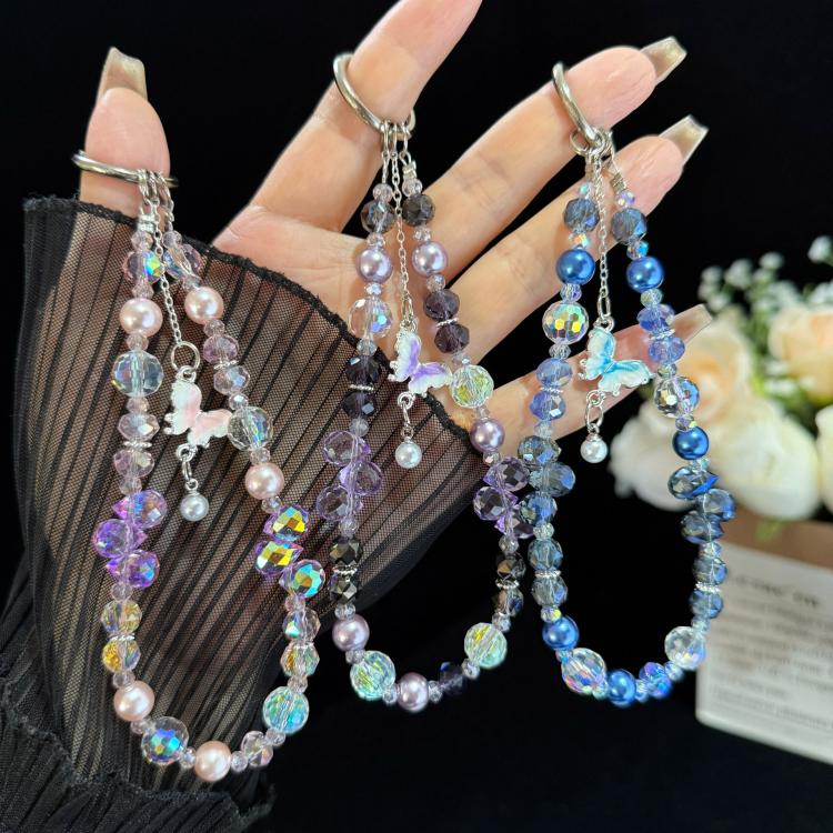Dancing Butterfly Iridescent Crystal Phone Charm