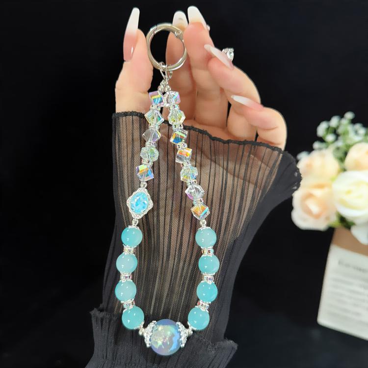 Pink Cyan Iridescent Bead Shining Crystal Chain