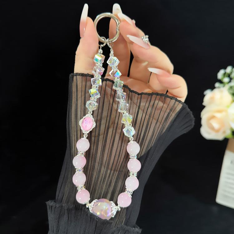Pink Cyan Iridescent Bead Shining Crystal Chain