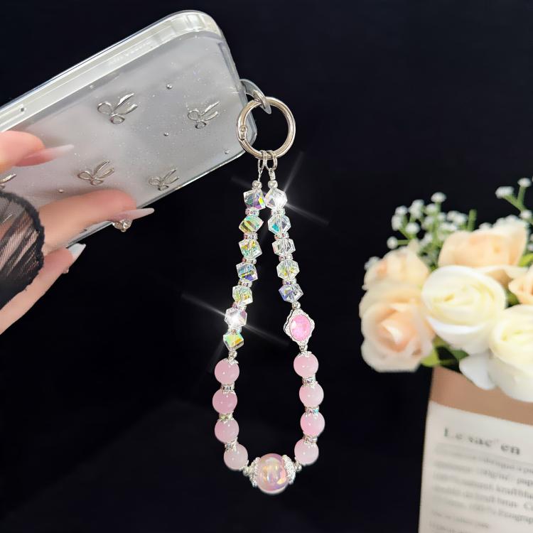 Pink Cyan Iridescent Bead Shining Crystal Chain