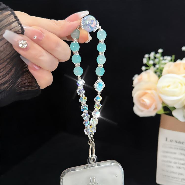 Pink Cyan Iridescent Bead Shining Crystal Chain