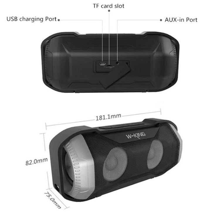 W-KING S21Outdoor Bluetooth Speaker  Waterproof IPX5 Portable Wireless Bicycle Speaker with LED Light for Mobile Phones