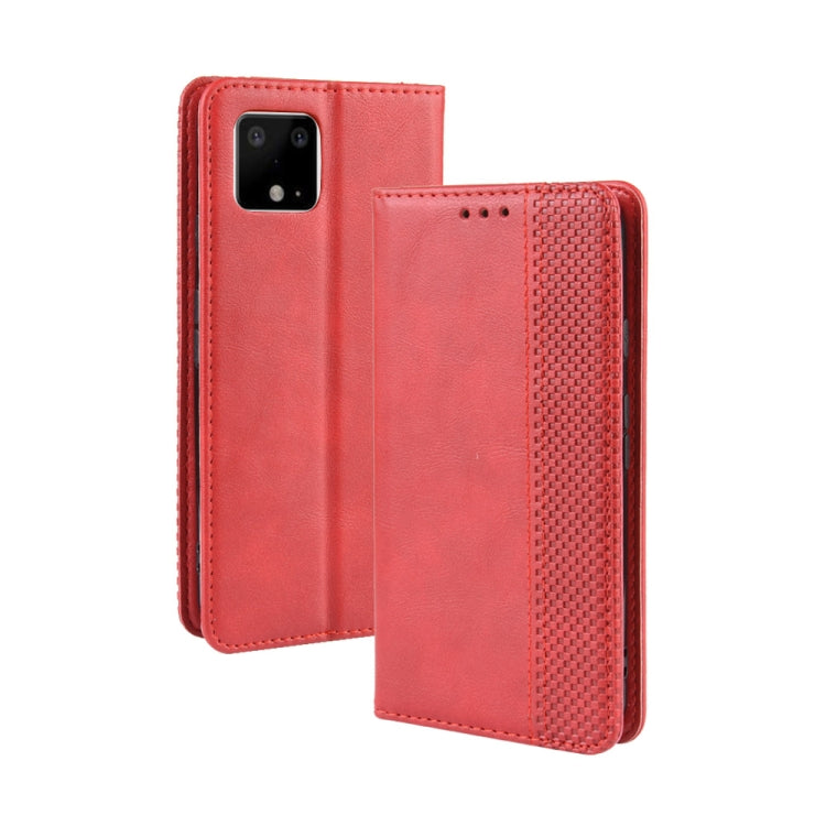 Magnetic Buckle Retro Crazy Horse Texture Horizontal Flip Leather Case for Google Pixel 4 , with Holder & Card Slots & Photo Frame