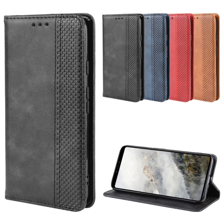 Magnetic Buckle Retro Crazy Horse Texture Horizontal Flip Leather Case for Google Pixel 4 , with Holder & Card Slots & Photo Frame