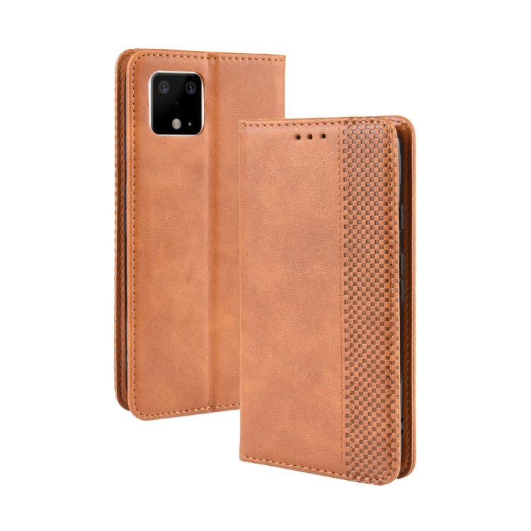 Magnetic Buckle Retro Crazy Horse Texture Horizontal Flip Leather Case for Google Pixel 4xl, with Holder & Card Slots & Photo Frame