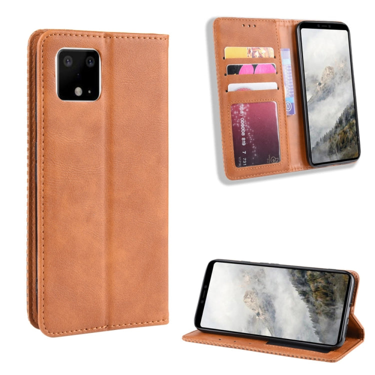Magnetic Buckle Retro Crazy Horse Texture Horizontal Flip Leather Case for Google Pixel 4xl, with Holder & Card Slots & Photo Frame