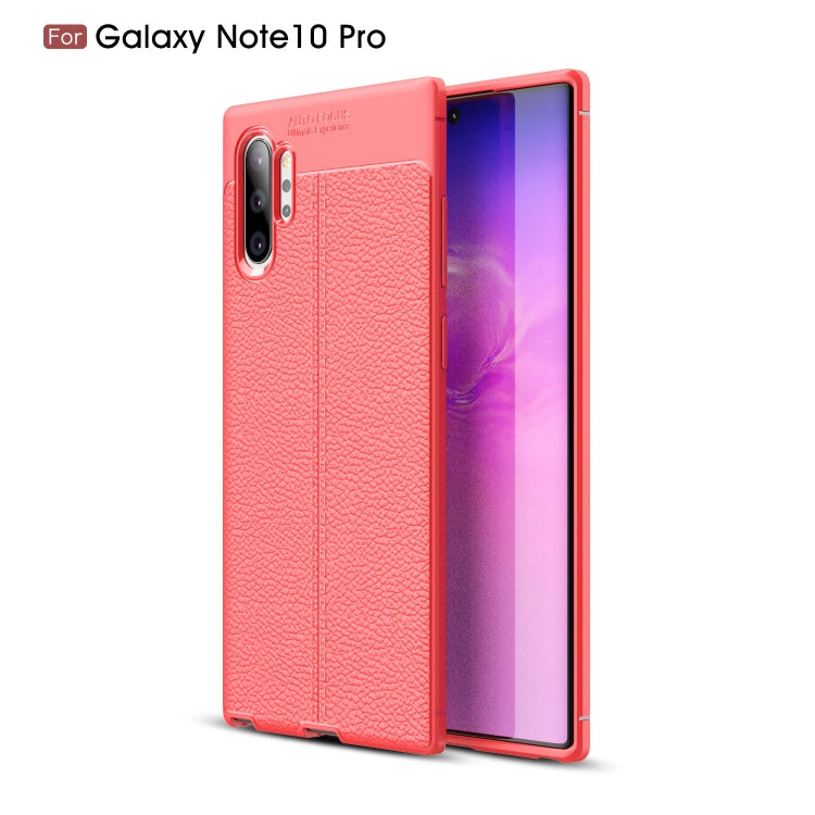 Litchi Texture TPU Shockproof Case for Galaxy Note 10+(Red)