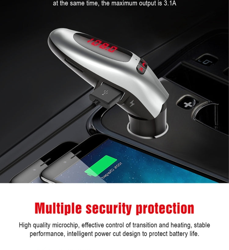 Bluetooth 4.2 Car Kit Hands-free FM Transmitter Stereo A2DP MP3 Music Player Dual USB Charger TF Card U Disk Input Audio Receiver