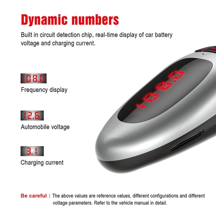 Bluetooth 4.2 Car Kit Hands-free FM Transmitter Stereo A2DP MP3 Music Player Dual USB Charger TF Card U Disk Input Audio Receiver