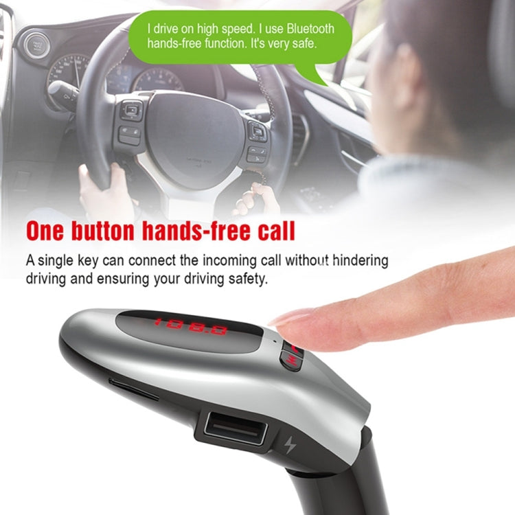 Bluetooth 4.2 Car Kit Hands-free FM Transmitter Stereo A2DP MP3 Music Player Dual USB Charger TF Card U Disk Input Audio Receiver