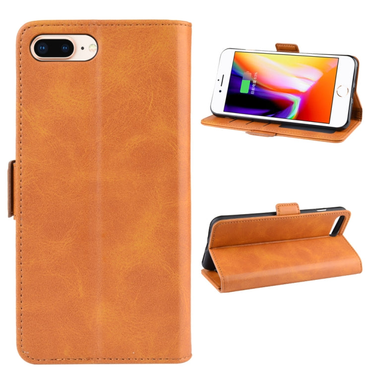 Dual-side Magnetic Buckle Horizontal Flip Leather Case for iPhone 8 Plus / 7 Plus, with Holder & Card Slots & Wallet & Photo Frame