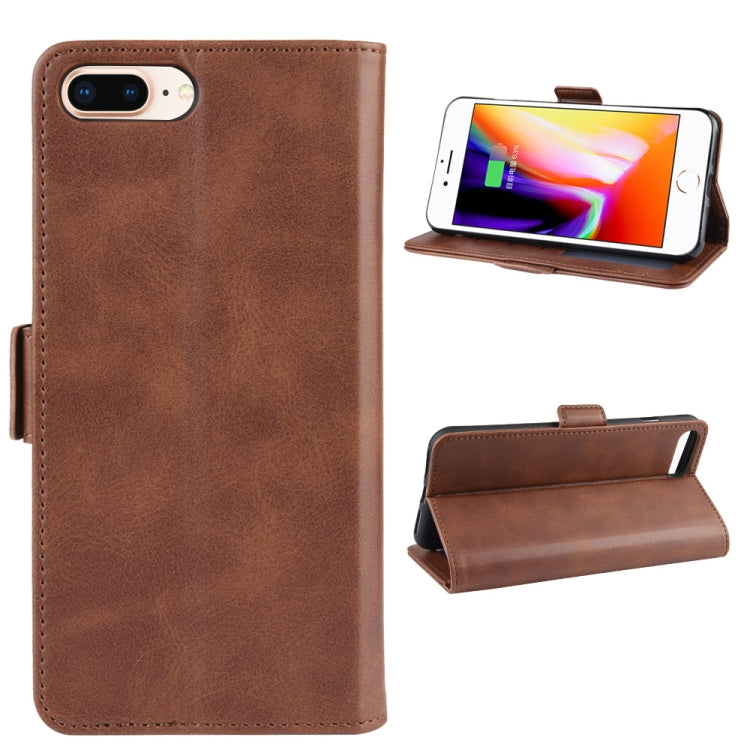 Dual-side Magnetic Buckle Horizontal Flip Leather Case for iPhone 8 Plus / 7 Plus, with Holder & Card Slots & Wallet & Photo Frame