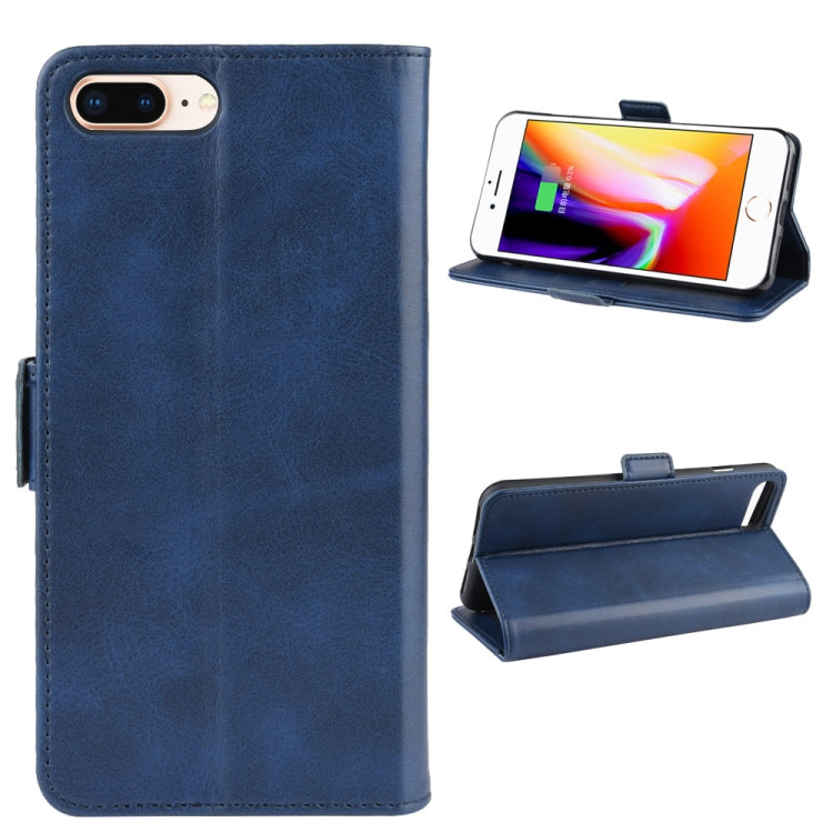 Dual-side Magnetic Buckle Horizontal Flip Leather Case for iPhone 8 Plus / 7 Plus, with Holder & Card Slots & Wallet & Photo Frame