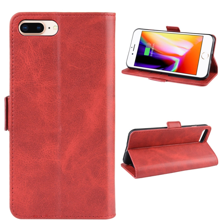 Dual-side Magnetic Buckle Horizontal Flip Leather Case for iPhone 8 Plus / 7 Plus, with Holder & Card Slots & Wallet & Photo Frame