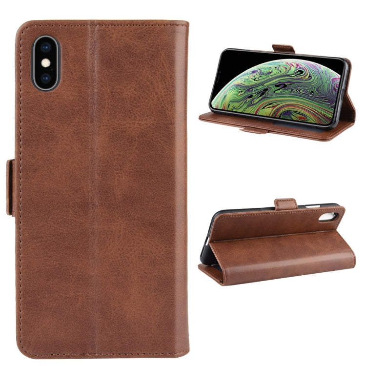 For iPhone X / XS Dual-side Magnetic Buckle Horizontal Flip Leather Case with Holder & Card Slots & Wallet & Photo Frame