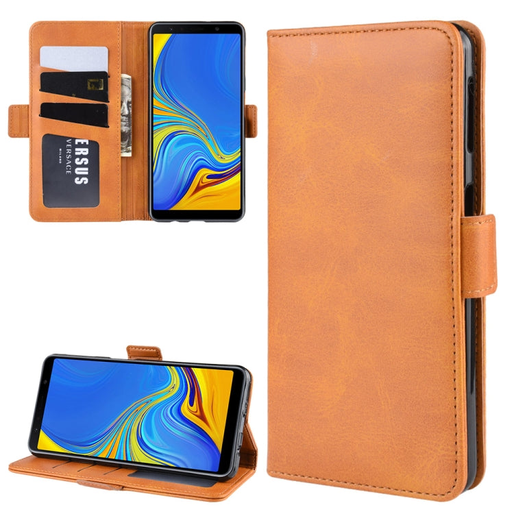 Dual-side Magnetic Buckle Horizontal Flip Leather Case for Galaxy A7 (2018), with Holder & Card Slots & Wallet & Photo Frame