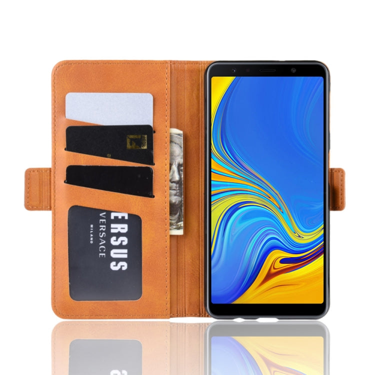 Dual-side Magnetic Buckle Horizontal Flip Leather Case for Galaxy A7 (2018), with Holder & Card Slots & Wallet & Photo Frame