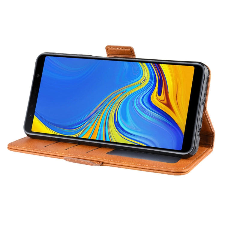 Dual-side Magnetic Buckle Horizontal Flip Leather Case for Galaxy A7 (2018), with Holder & Card Slots & Wallet & Photo Frame