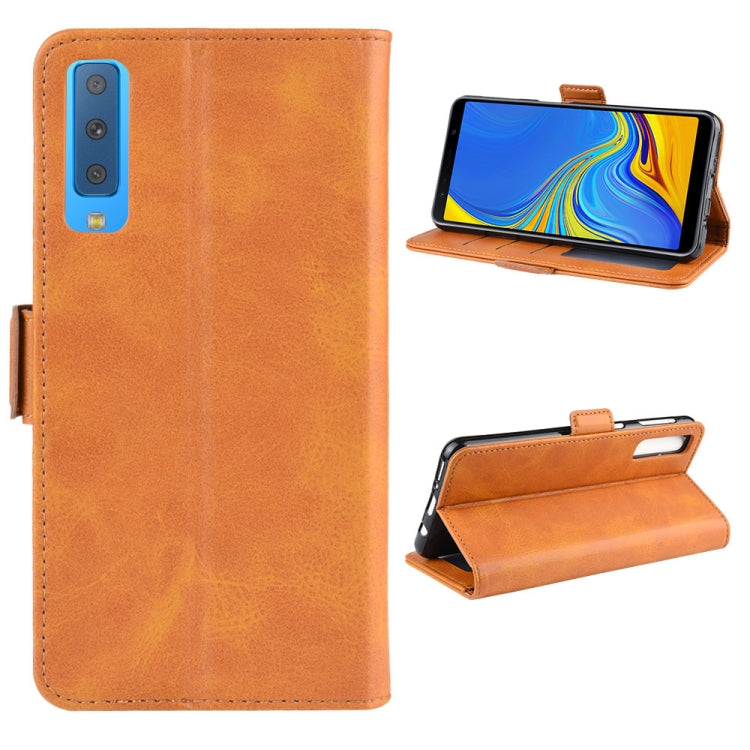 Dual-side Magnetic Buckle Horizontal Flip Leather Case for Galaxy A7 (2018), with Holder & Card Slots & Wallet & Photo Frame