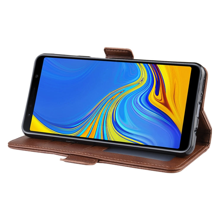 Dual-side Magnetic Buckle Horizontal Flip Leather Case for Galaxy A7 (2018), with Holder & Card Slots & Wallet & Photo Frame