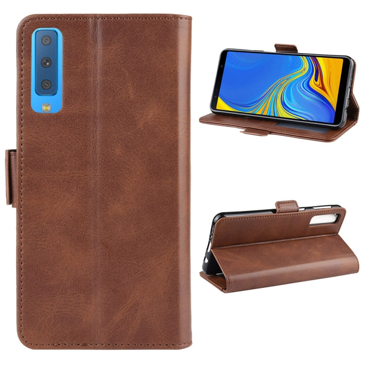 Dual-side Magnetic Buckle Horizontal Flip Leather Case for Galaxy A7 (2018), with Holder & Card Slots & Wallet & Photo Frame