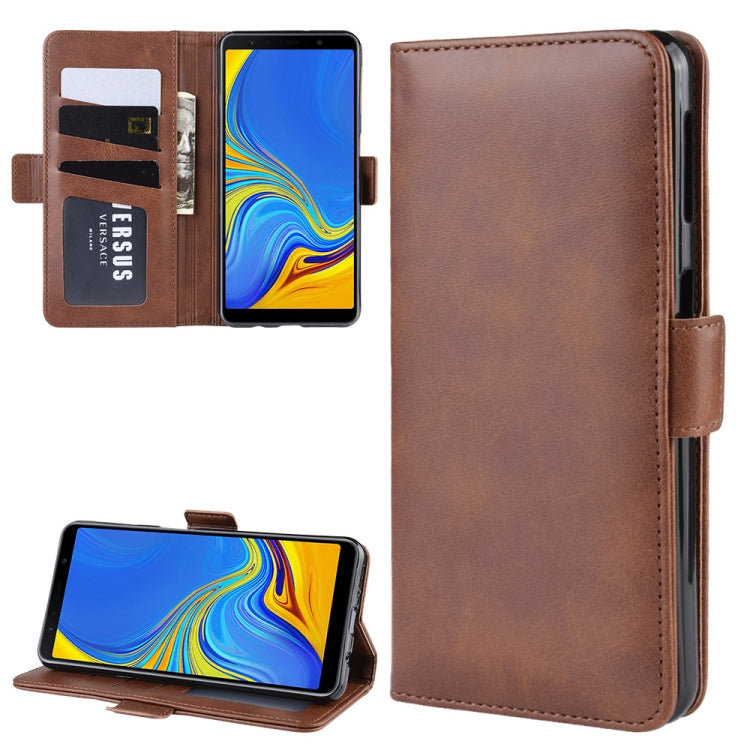 Dual-side Magnetic Buckle Horizontal Flip Leather Case for Galaxy A7 (2018), with Holder & Card Slots & Wallet & Photo Frame