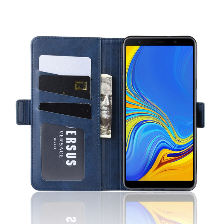 Dual-side Magnetic Buckle Horizontal Flip Leather Case for Galaxy A7 (2018), with Holder & Card Slots & Wallet & Photo Frame