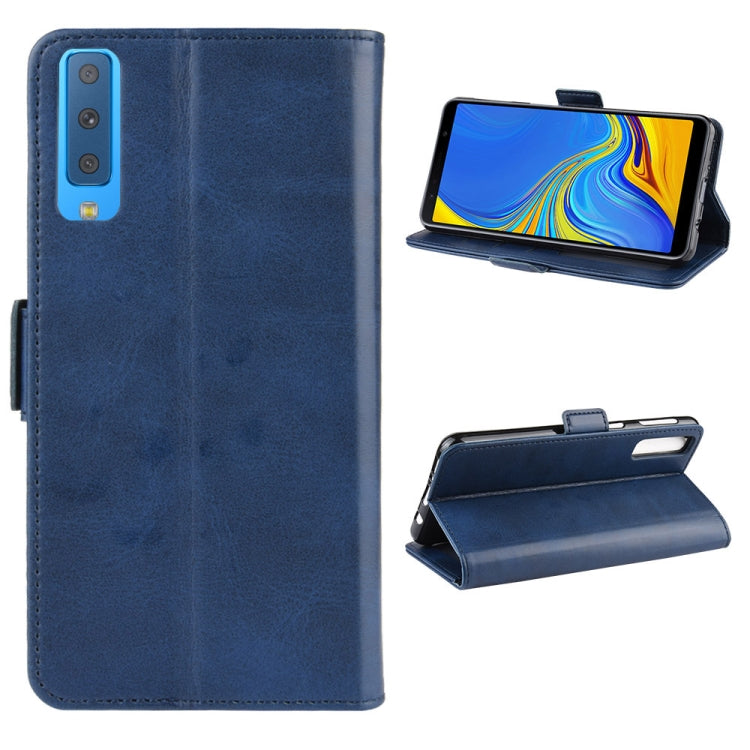 Dual-side Magnetic Buckle Horizontal Flip Leather Case for Galaxy A7 (2018), with Holder & Card Slots & Wallet & Photo Frame