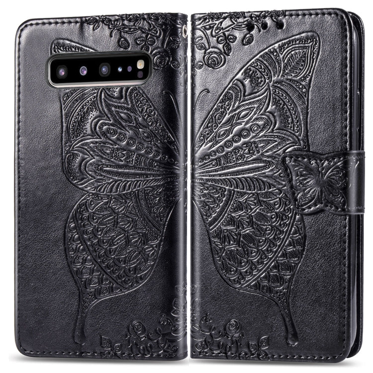 Butterfly Love Flowers Embossing Horizontal Flip Leather Case For Galaxy S10 5G with Holder & Card Slots & Wallet & Lanyard