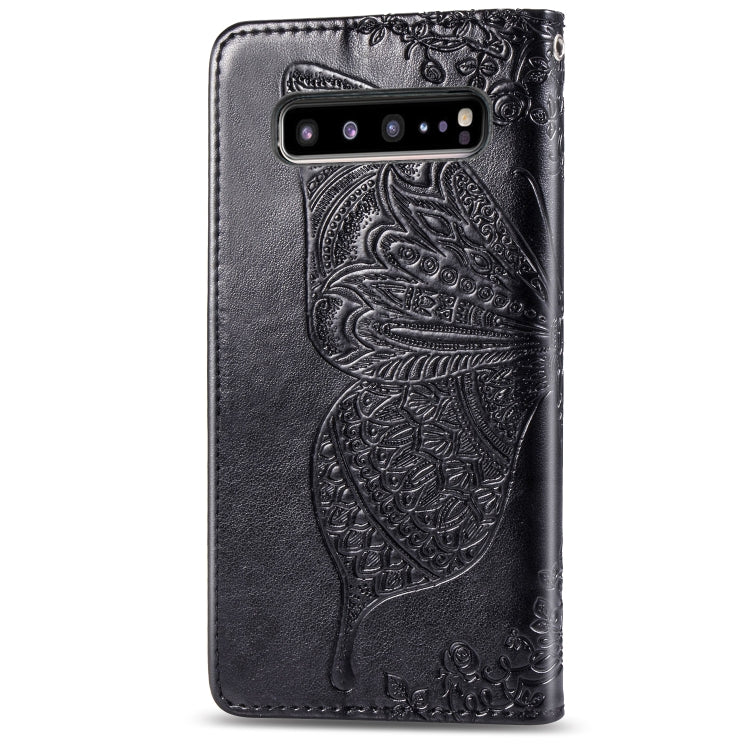 Butterfly Love Flowers Embossing Horizontal Flip Leather Case For Galaxy S10 5G with Holder & Card Slots & Wallet & Lanyard