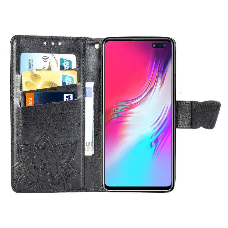 Butterfly Love Flowers Embossing Horizontal Flip Leather Case For Galaxy S10 5G with Holder & Card Slots & Wallet & Lanyard