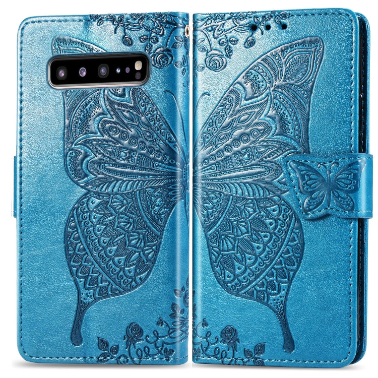 Butterfly Love Flowers Embossing Horizontal Flip Leather Case For Galaxy S10 5G with Holder & Card Slots & Wallet & Lanyard